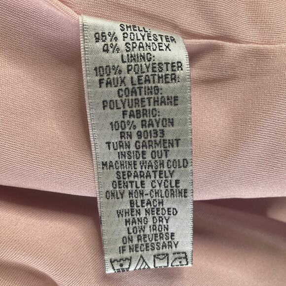 Joan Rivers Quilted Jacket Womens Large Pink Faux Leather Black Trim - Picture 5 of 10